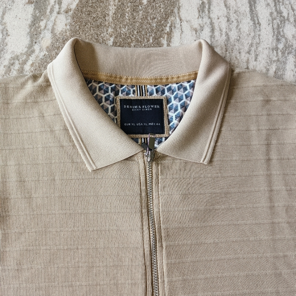 Denim & Flower Men's Zipper Polo Shirt New Size XL